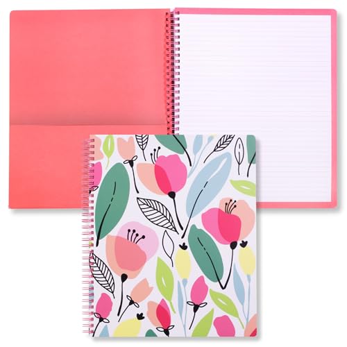 Steel Mill & Co Cute Large Spiral Notebook College Ruled, 11" x 9.5" with Durable Hardcover and 160 Lined Pages, Pink Poppy - color: Pink Poppy