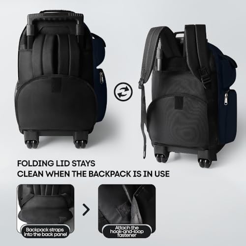 20" 2-in-1 Rolling Backpack,Backpack for Travel w/Wheels | Trolley Suitcase w/Telescopic Handle,Lightweight,Durable, Travel-Friendly, Unisex,2560-20''-Blue - color: JH-2560-Blue-20