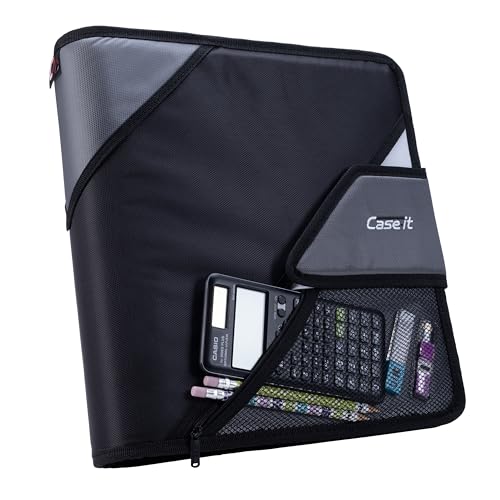 Case-It The Open Tab Secure Seal 2-Inch Binder, 5-Color Tabbed Expanding File, S-826-A Jet Black - color: Jet Black, size: 1 Pack