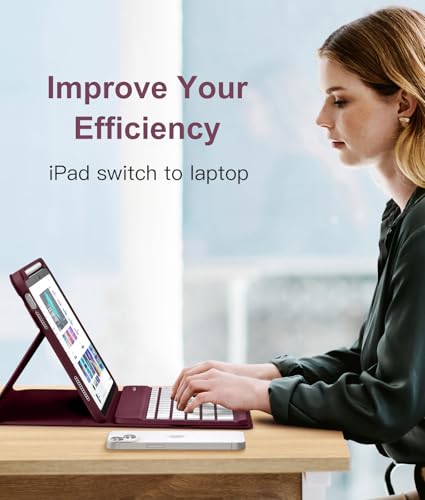 Hamile for iPad 11th 10th Generation Case with Keyboard - 7 Colors Backlit Wireless Detachable Folio Keyboard Cover with Pencil Holder for iPad A16 11-inch 2025 10th Gen 10.9 Inch 2022 (Dark Cherry) - color: Dark Cherry