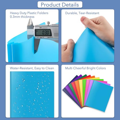 Briartw 6-Pack Navy Blue Heavy Duty Plastic Pocket Folders with Prongs, 3-Ring Letter Size, 2 Pockets & 2 Card Slots for Professional Office, Business, College - color: Navy Blue