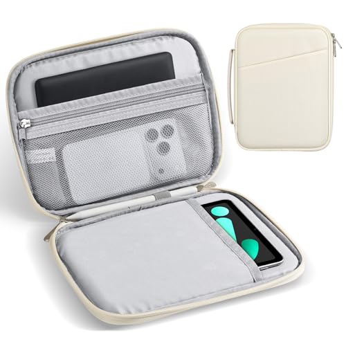 MoKo 7-8 Inch Padded Tablet Sleeve Protective Carrying Case for iPad mini (A17 Pro) 8.3" 2024, iPad mini 6/5/4/3/2th, 7" eReader, Tablet Bag with Handle, Beige - color: Beige, size: 7-8 Inch