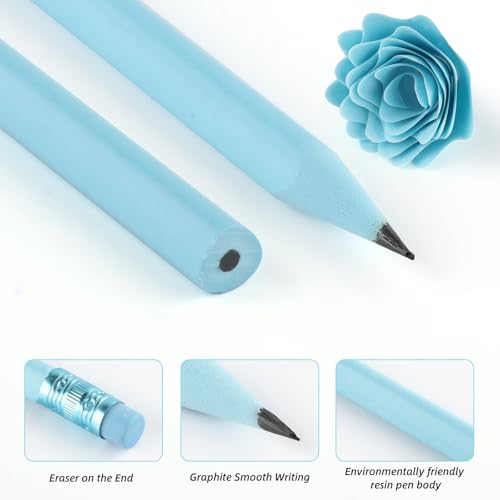 24 Pcs Blue Triangular Grip HB Graphite Pencils with Erasers and Sharpener,Wooden Cased Pencils for Kids,Cute School Supplies for Classroom,Teacher Supplies,Drawing,Sketching,Party Favors - color: Blue