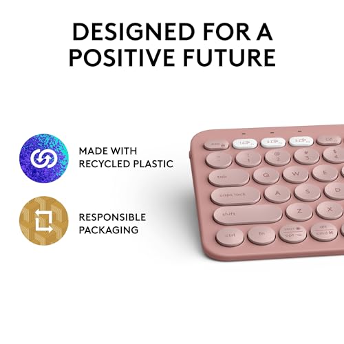 Logitech Pebble Keys 2 K380s, Multi-Device Bluetooth Wireless Keyboard with Customizable Shortcuts, Slim and Portable, Easy-Switch for Windows, macOS, iPadOS, Android, Chrome OS - Tonal Rose - color: Rose