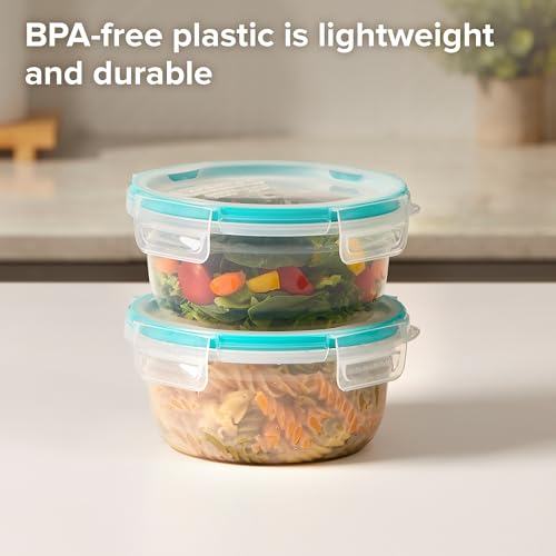 Snapware Plastic Total Solution 2-Pack (4-Cup) Food Storage Containers Set, Leakproof & Airtight Plastic Locking Lids Round Tupperware, Non-Toxic BPA-Free Lids, Microwave Dishwasher Freezer Safe - size: 2 Pack, style: 4 Cup