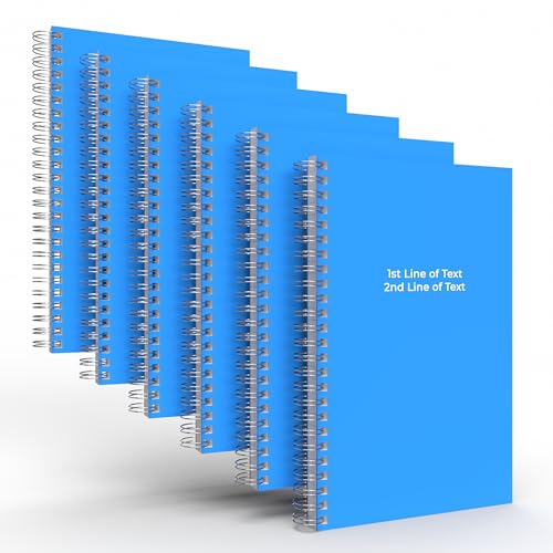 Custom Spiral Notebook Journals with a Blue Colored Cover - 6 Pack of 5" x 8" – College Ruled, Hard Cover, 50 Sheets Per Book – For Journaling, Office, School Supplies, etc. - color: Blue, size: 5" x 8"