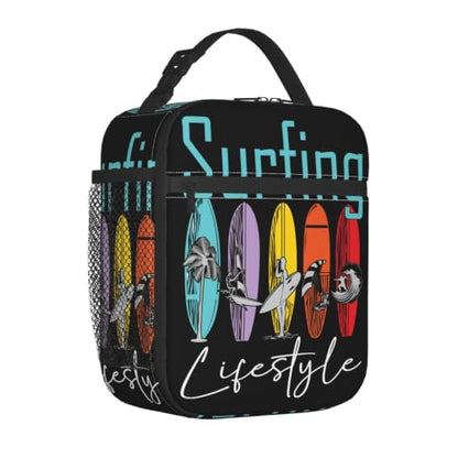 Surfing Lifestyle Surfboard Lunch Bag 10In | Insulated Lunch Box Reusable Tote Bag For Picnic Office For Women Men - color: Style 9