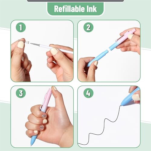 Mr. Pen- Retractable Gel Pens, 10 Pack, Black Ink, Gradient Barrel | Fine Point 0.5 mm, Fast Dry, Smooth Writing, Cute Pens for Drawing, Writing Planner and School Supplies