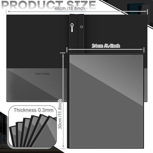 Henoyso 24 Pcs Plastic Folders with Clear Front Pocket and 3 Prong Take Home Plastic 2 Pocket Folder Back to School for Students Parent Teacher Communication for School Office (Black) - color: Black