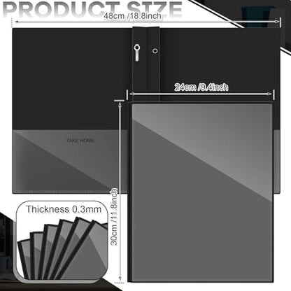 Henoyso 24 Pcs Plastic Folders with Clear Front Pocket and 3 Prong Take Home Plastic 2 Pocket Folder Back to School for Students Parent Teacher Communication for School Office (Black) - color: Black