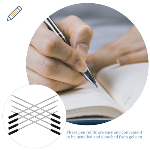 20Pcs Gel Ink Pen Refills Medium Point Metal Replacement Refills for Office Students and Creative Writing Easy to Install Smooth Writing Black Ink Pens