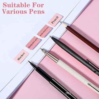 300 Pcs Pink Sticky Index Note Book Tabs, Writable Self-Adhesive Page Tabs, Practical Book Flags for Page Marking, File Classification, Daily Reading Sorting Needs, Essential Study Accessories
