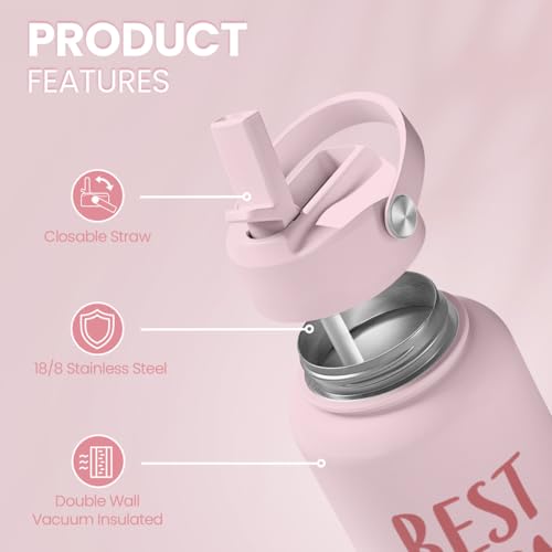 SANDJEST Mom Water Bottle, Best Mom Ever Bottles 32oz Stainless Steel Insulated with Lid, Gifts for Moms from Daughter Son, Gifts for Mother's Day Christmas Birthday - color: Mom 2