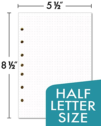 Dotted Filler Paper Pack of 500 Sheets 5.5”x8.5" for 3-Ring & 7-Ring Mini Binders, 7 Hole Punched - size: 500 Sheets, style: Dotted