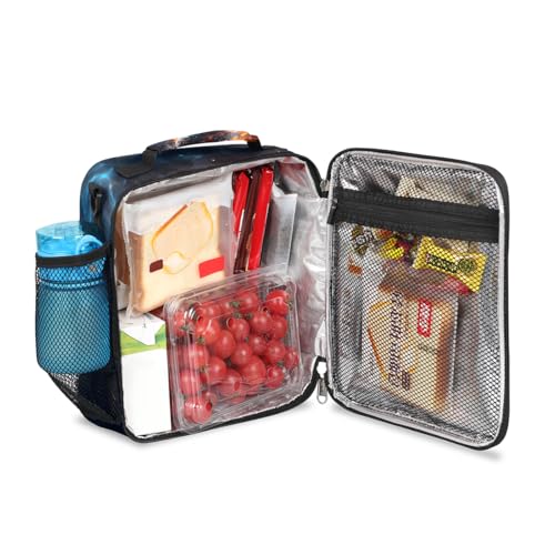 Fire Football Boys Lunch Box for School Insulated Kids Lunch Box Reusable Leakproof Lunch Bag Thermal Cooler Tote Picnic Lunchbox with Adjustable Shoulder Strap Back to School Gifts for Teens Boys - color: American Football