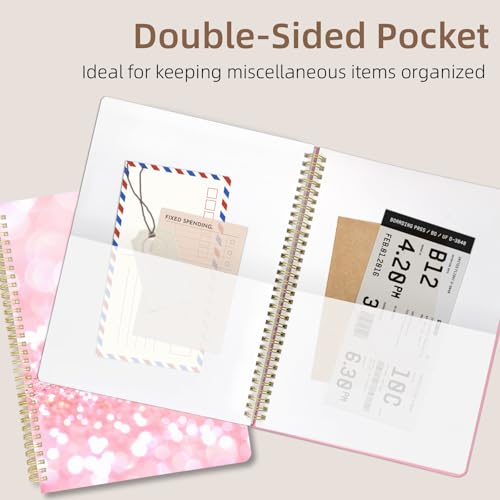 Cute Spiral Notebook journal A4 Aesthetic Pretty Design for Women Girls Kawaii with Pocket, 8.5 x 11 inch, Graph, Positive - color: Positive, style: Graph