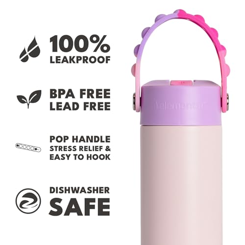 Elemental Insulated Kids Water Bottle, Stainless Steel Water Bottle with Straw Lid & Pop-It Handle, Leak-Proof Water Bottles for School, Boys or Girls, Travelling and Sports, 18oz - Pink Tie Dye - color: Pink Tie Dye