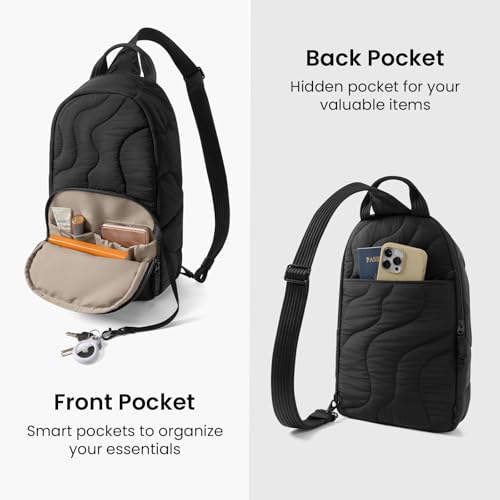 tomtoc 10L Puffy Sling Backpack for Women Girls, Trendy Puffer Quilted Padded Crossbody Bag for 13-inch Macbook Neo A3404 A18, 11-inch iPad Air/Pro, Nintendo Switch 2, Lightweight Travel Chest Daypack - color: Lavascape