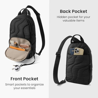 tomtoc 10L Puffy Sling Backpack for Women Girls, Trendy Puffer Quilted Padded Crossbody Bag for 13-inch Macbook Neo A3404 A18, 11-inch iPad Air/Pro, Nintendo Switch 2, Lightweight Travel Chest Daypack - color: Lavascape