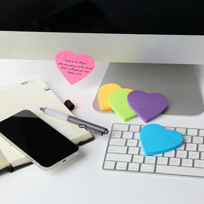 Mr. Pen- Heart Sticky Notes, 2.8"x2.85", 12 Pads, 720 Sheets, Bright Color | Heart Shaped Sticky Notes Bulk, Cute Self-Stick Note Pads, Perfect for Office, School, Home, Study & Organization - color: Bright