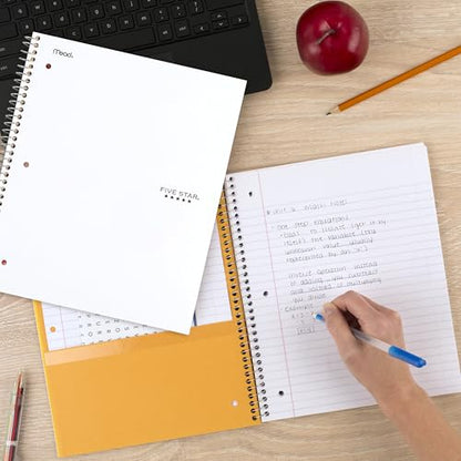 Five Star Spiral Notebook + Study App, 3 Subject, College Ruled Paper, 8-1/2" x 11", 150 Sheets, Fights Ink Bleed, Water Resistant Cover, White (72464) (Pack of 6) - color: White, size: 1 Count (Pack of 6)