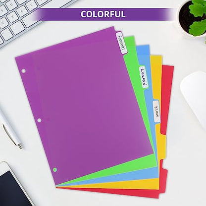 Colorful Binder Dividers with Tabs,Plastic Index with 5-Tabs,for 3 Ring Binder,6 Sets - style: 6 SETS 5 TAB