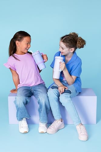 Ello Oasis 18oz Insulated Stainless Steel Kids Tumbler with Straw, Purple Holographic - color: Shiny: Purple, size: 18 Ounces