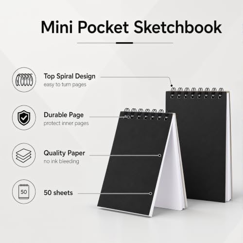 Watersay 100 Pack Small Spiral Notebook Bulk, 3x5 Pocket Notepads,Black - color: Black