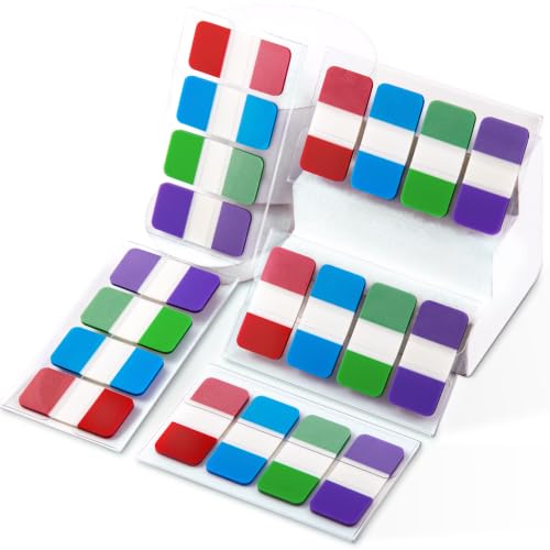 Golcellia 480 Pieces Sticky Index Tabs Transparent Sticky Notes, Colored Page Markers for Bookmarks, Writable and Repositionable Index Annotation Tabs（4 Colors） - color: Red,blue,green,purple, size: 3.6" x 2.8"