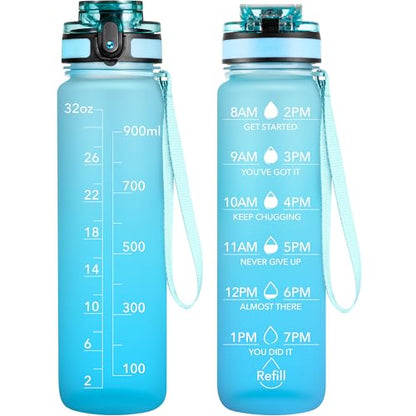 OLDLEY Water Bottle, 32oz Motivational Sports Water Bottle with Time Marker - Times to Drink - Tritan, BPA Free, Wide Mouth Leakproof,Luca - color: Luca