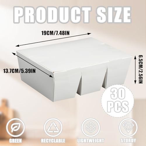 30 Pack 3 Compartment Paper Take Out Food Containers, 7.5x5.4x2.6" White Take Out Boxes, Disposable To Go Container Take Out Containers, Greaseproof Paper Bento Box Takeout Lunch Boxes with Lid - color: White-Flip Top