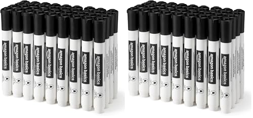 Amazon Basics Low-Odor Dry Erase Whiteboard Markers, Fine Tip, Quick-Dry, Black, 72-Pack - size: 1 Count (Pack of 72)