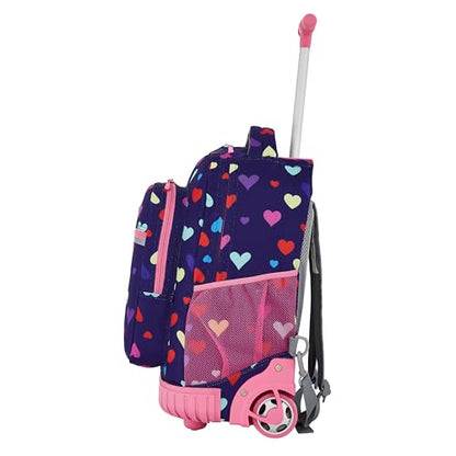 Travelers Club 4 Piece Rolling Backpack Set With Accessories,Heart - color: Heart