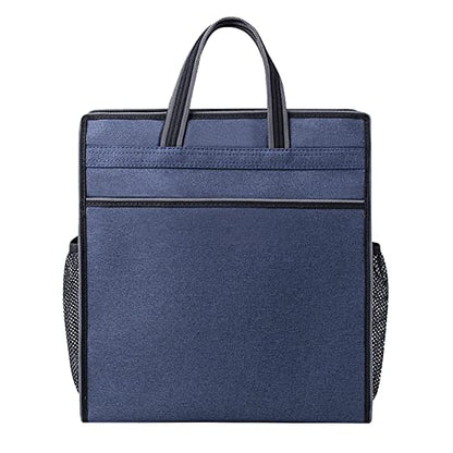 Oxford Zippered Document Bag with Handle File Tote Bag Pouch for Carrying Paper Files Books Filing Folder 1 Pack (Blue) - color: Blue