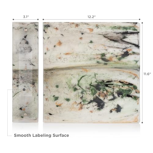 Carstens Limited Edition 3-Inch Green Marble Heavy Duty 3-Ring Binder – Side Opening, Waterproof, Durable Plastic, No-Gap Rings, Holds 400 Sheets, BPA-Free, Made in USA (1719-3R) - color: Marble Green, size: Case of 14