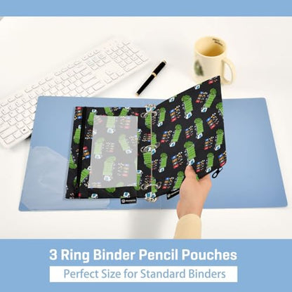Garbage Truck Trash Recycling Pencil Pouch for 3 Ring Binder, Binder Pencil Pouches with Clear Window Zipper Pencil Case for Office College Supplies, 2PCS (B0310) - color: B0310