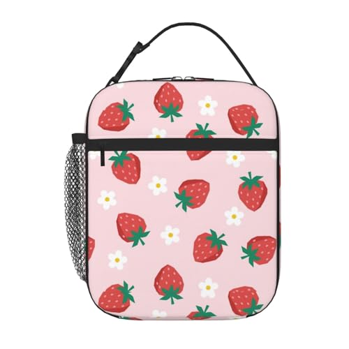 Cute Strawberry Insulated Lunch Box for Kids, Small Cooler Lunch Bag lunchbox for School, Toddler Lunch Box for Girls, Waterproof Durable Portable Lunch Tote Bag Food Container for Travel Picnic Work - color: Cute Strawberry