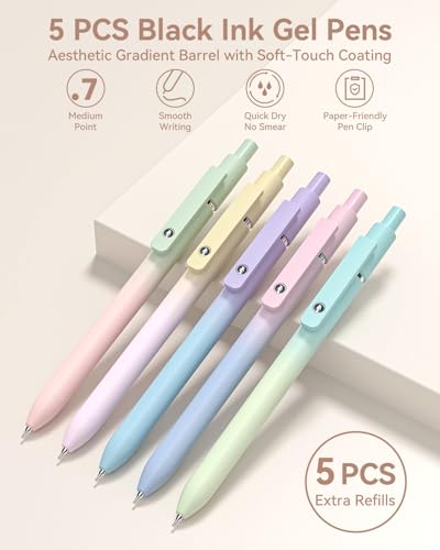 Four Candies School Supplies with Cute Pen Case, 39ct, Cream | Back to School Stationery Set, Essentials for College & Nursing Students, 5 Gel Pens, 6 Mechanical Pencils, 12 Highlighters - color: Cream, size: 39 Count (Pack of 1)