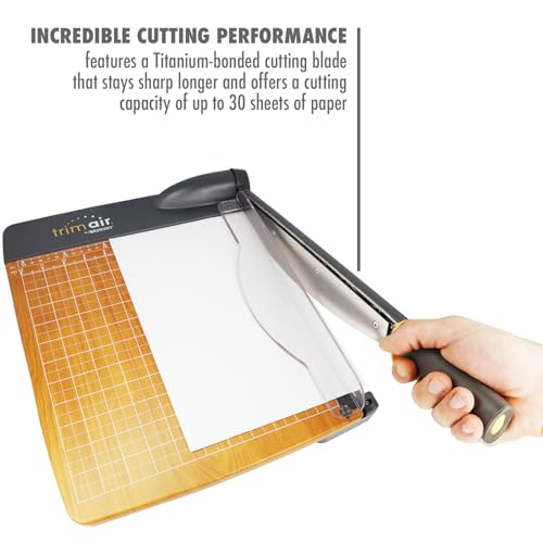 Westcott 12'' TrimAir Wood Guillotine Paper Cutter & Paper Trimmer, 30 Sheet (15106) - size: 12-inch