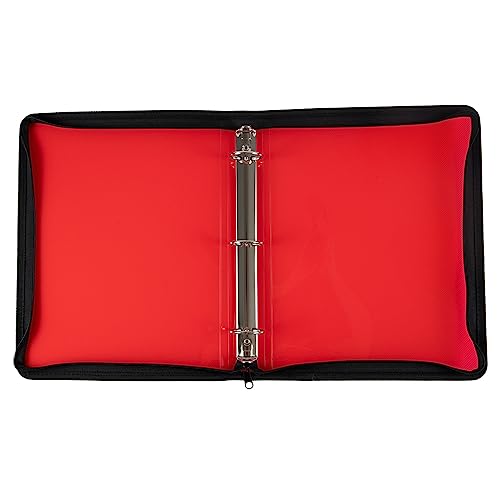 JAM PAPER Plastic Zipper 1.5 inch Binder - Red 3 Ring Binder - Sold Individually - color: Red