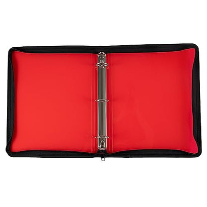 JAM PAPER Plastic Zipper 1.5 inch Binder - Red 3 Ring Binder - Sold Individually - color: Red