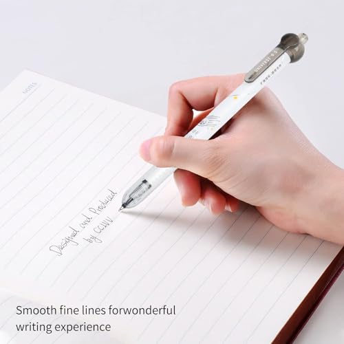 Gel Pens Quick Dry Ink Fine Point 0.5mm, Retractable Rolling Ball Black Ink Pen for Journaling Note taking Drawing Sketching Smooth Writing Non Bleed 7 Pack