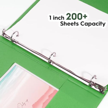 COMIX Standard 3 Ring Binder 1 inch with Clear View Cover, 1" Round Ring View Binder Holds 200 Sheets of US Letter Size Paper for School Office Supplies, 6 Pack (Sea Green) - color: Sea Green, size: 1 inch