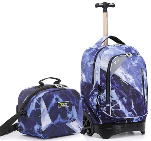 NEW TILAMI 18 inch Rolling Backpack Boys for School – Durable, Waterproof, Adjustable Handle, Stair Climbing, Variety of Colors & Patterns, Lightning Purple - color: Lightning Purple
