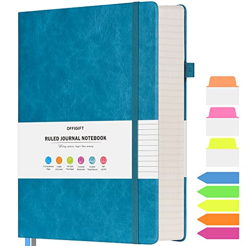 College Ruled Notebook A5, 312 Numbered Pages Diary, Lined Leather Journal | Extra-Thick with 2X Writing Space, 100gsm No Bleed Paper, Hardcover, Lay-Flat, for Work, School, Meeting Notes & Journaling - color: Blue, size: A5
