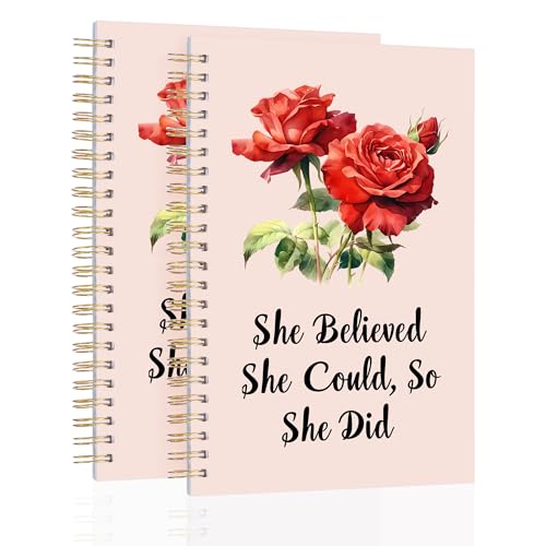 2Pcs Spiral Journal Notebook with 100 Pages, A5 College Ruled Hardcover Notebook for Office School Home,Twin-Wire Binding Notebook with Premium Thick Pape for Work and Study 8.46x6.22 - color: Rose（she Believe）