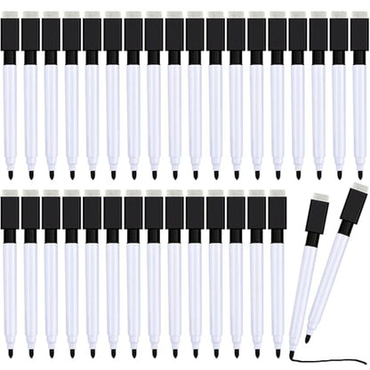 Boao 60 Pack Black Magnetic Dry Erase Markers with Eraser Cap Back to School Mini Whiteboard Dry Erase Markers Bulk Fine Point Tip for Teachers Student School Office White Board Home Supplies