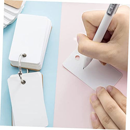 4pcs Blank Flashcards with Binder Ring Practical Memory Cards for Note Taking and Studying Loose-Leaf Notepads for DIY Projects Black and Kraft Paper Covers - size: 7.00X4.00X3.00CM