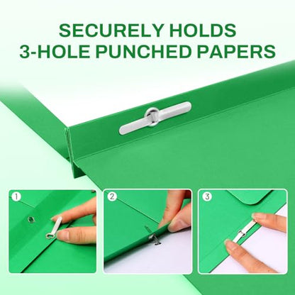 SUNEE 2 Pocket Folders with Prongs (25 Pack, Green), Paper Folders with 2 Pockets and 3 Prongs Fit Letter Size Paper, Folders with Prongs for School Office Home Business - color: Green