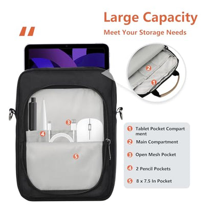 7-9 Inch Tablet Sleeve Bag, Ipad Bag for iPad mini 6/5/4/3/2,Samsung Galaxy Tab A7 Lite 8.7" / Tab A 8.0",Kindle 2022/10/9/8/7/6,eReader,with Removable Shoulder Strap (Black) - color: Black, size: 7-9 Inch